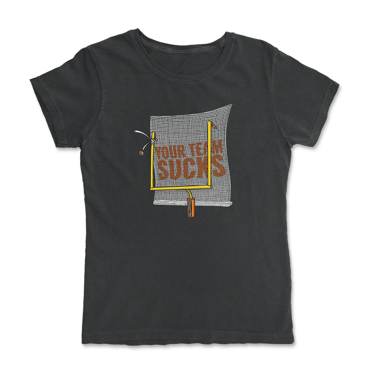 A field goal doinking off a goalpost. It says YOUR TEAM SUCKS.