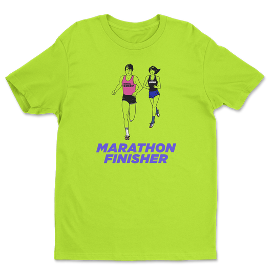 Marathon Finisher tee, with man and woman on it